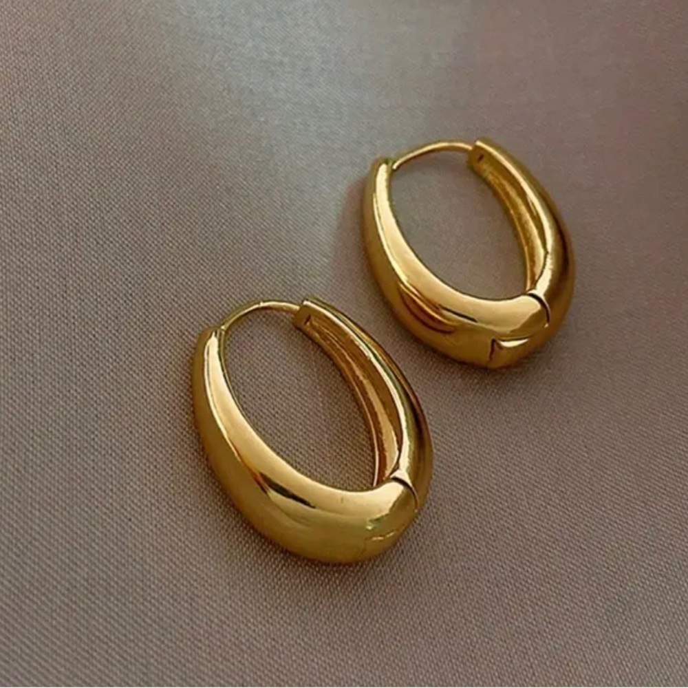 NWT Gold oval earrings.